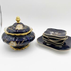 Dessert Jar Sweet Jar 6 Plates Germany Hohenberg Echt C.M Hutschenreuther Kobalt